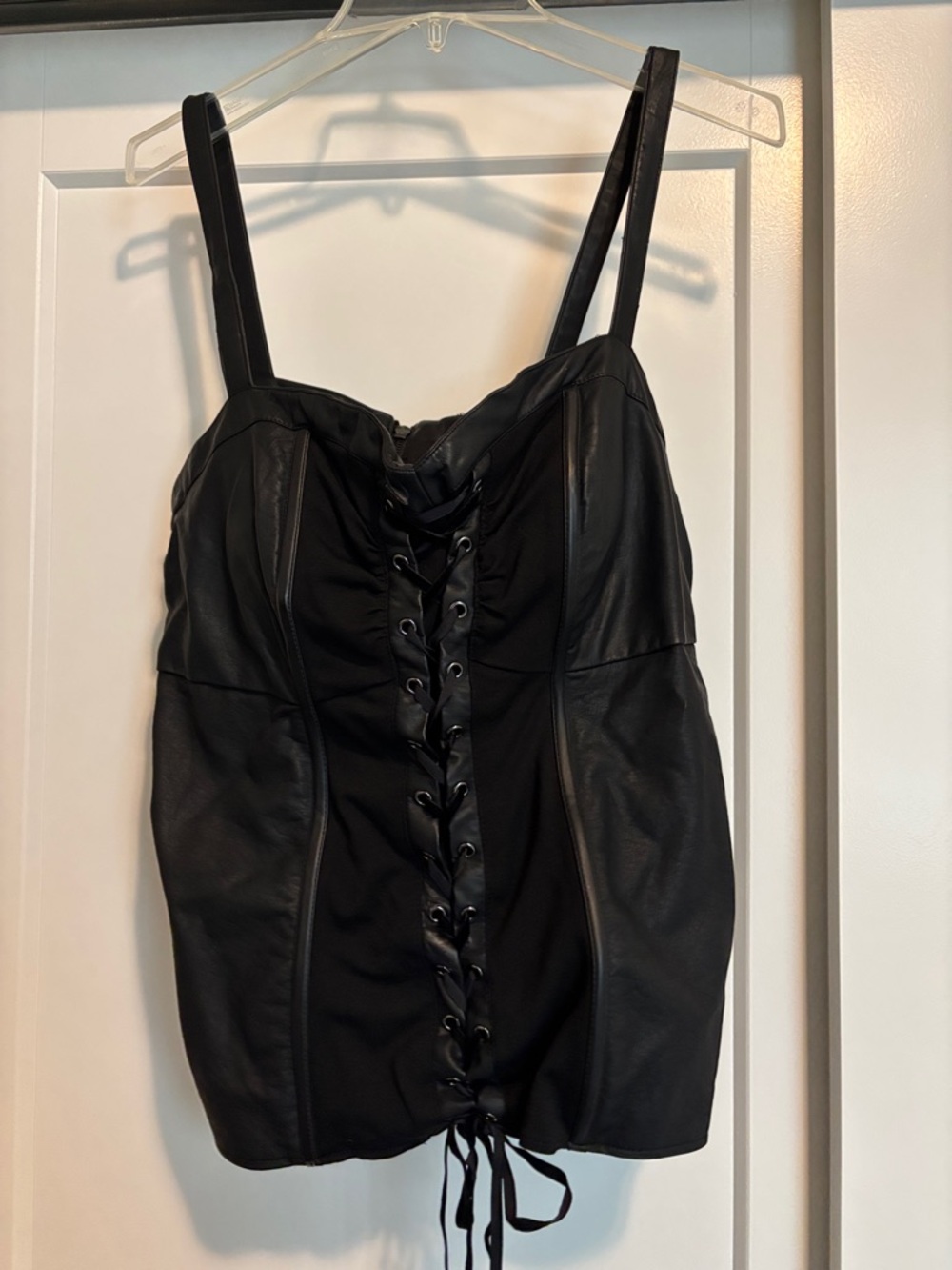 Torrid Black Lace-Up Faux Leather Bustier Top -size 1